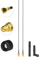 Eightwood Dual Band Small WiFi Antenna 2.4GHz 5GHz RP-SMA Male Antenna with MHF4 IPEX to RP-SMA Female Cable 9.8in (4-Pack) for M.2 NGFF Network Card PC Desktop Computer