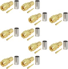 Eightwood 10pcs SMA Male Plug Crimp RF Connector Straight for LMR240 RG8X Coax Cable 50 ohm