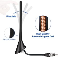 Eightwood Car Stereo AM FM Radio Antenna, Universal Roof Mount Antenna Replacement with Mount Base DIN Plug Connector for Vehicle Car Truck Stereo Receiver Head Unit FM HD Radio