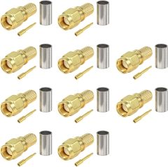 Eightwood 10pcs SMA Male Plug Crimp RF Connector Straight for LMR240 RG8X Coax Cable 50 ohm