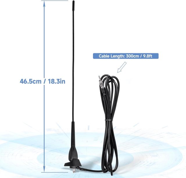 Eightwood Waterproof Marine Boat Radio Antenna 18 Inch, AM/FM Stereo Antenna Mast Replacement with Mount Base for Boat Car Tractor RV ATV UTV Motorcycle Yacht Pontoon