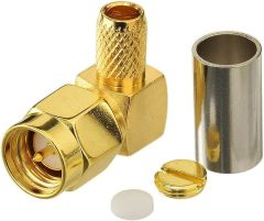 Eightwood 10pcs SMA Male Crimp Connector Right Angle for RG58 RG142 LMR195 Coaxial Cable