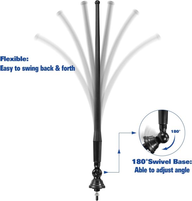 Eightwood Marine Boat Radio Antenna 16 Inch Rubber Duck Flexible Mast FM AM Stereo Antennae for Boat Car RV Motorhome ATV UTV Tractor Motorcycle Yacht