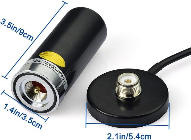Eightwood Dual Band VHF UHF Ham Mobile Radio Antenna PL259 with Magnetic Base Extension Cable 16 feet for Ham Radio Amateur Radio Mobile Transceiver 144/430mhz