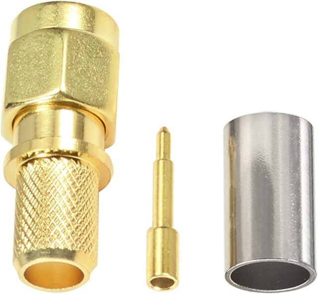 Eightwood 10pcs SMA Male Plug Crimp RF Connector Straight for LMR240 RG8X Coax Cable 50 ohm