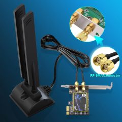 Eightwood WiFi 6E Antenna Tri-Band 6GHz 5GHz 2.4GHz RP-SMA WiFi Antenna Magnet Mount Base for PC Desktop Computer Motherboard WiFi Bluetooth Card Wireless WiFi Router