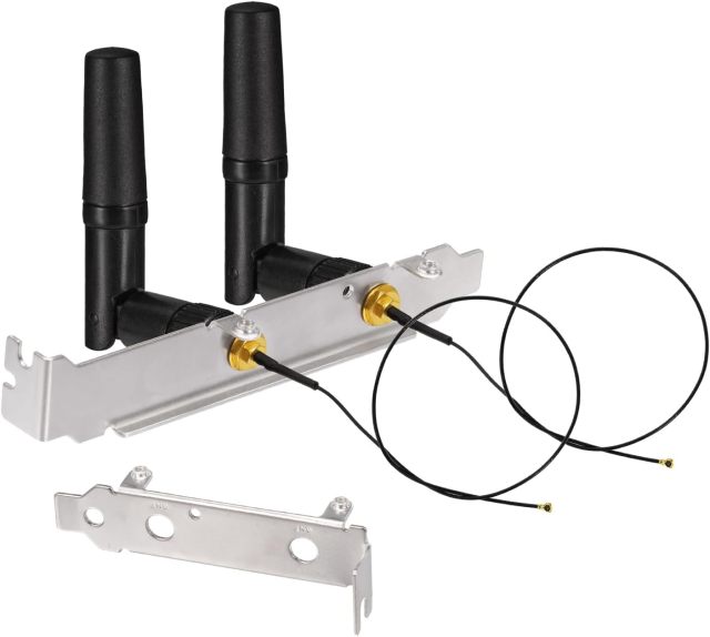 Eightwood M.2 WiFi Card Antenna 2.4GHz 5GHz Small WiFi Antenna + MHF4 IPEX to RP-SMA Cable 10in + Computer Slot Bracket (6-Pack) for M.2 NGFF Network Card PC Desktop Computer