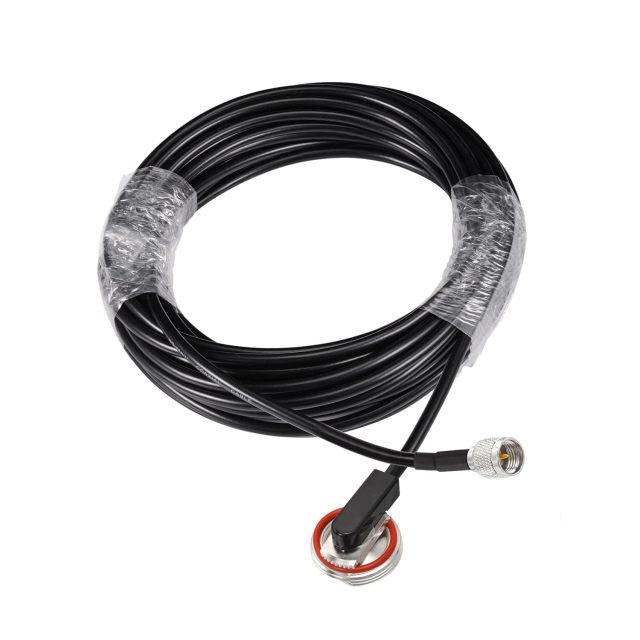 Eightwood NMO 3/4 inch Mount to Mini-UHF Male Extension Cable RG58 16.4 feet for Two-Way CB Radio, Radio Antenna, Radio Scanner