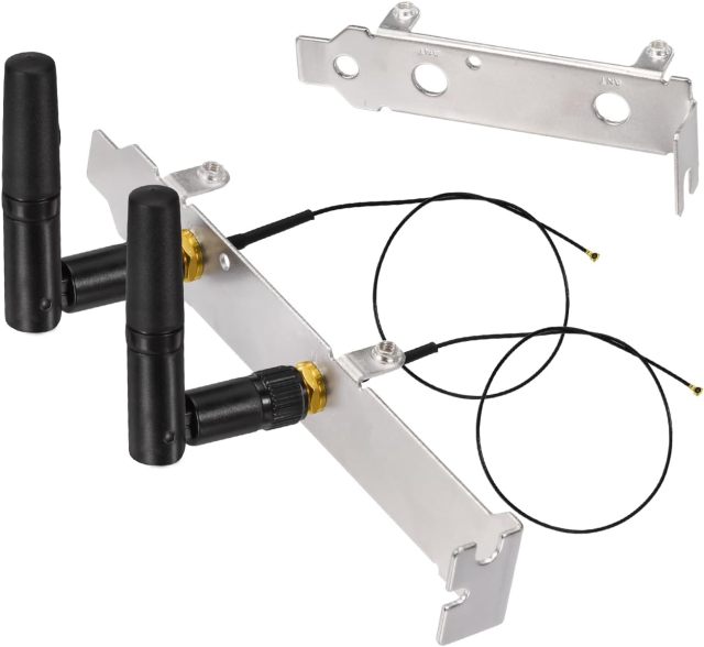 Eightwood M.2 WiFi Card Antenna 2.4GHz 5GHz Small WiFi Antenna + MHF4 IPEX to RP-SMA Cable 10in + Computer Slot Bracket (6-Pack) for M.2 NGFF Network Card PC Desktop Computer