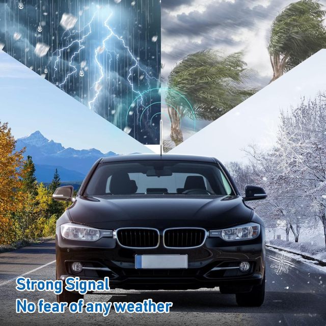 Eightwood Universal Vehicle Antenna Replacement 16 inch, AM FM Roof Mount Car Radio Antenna Mast, Flexible Rubber Antennae with M4 M5 M6 Threaded Adapter