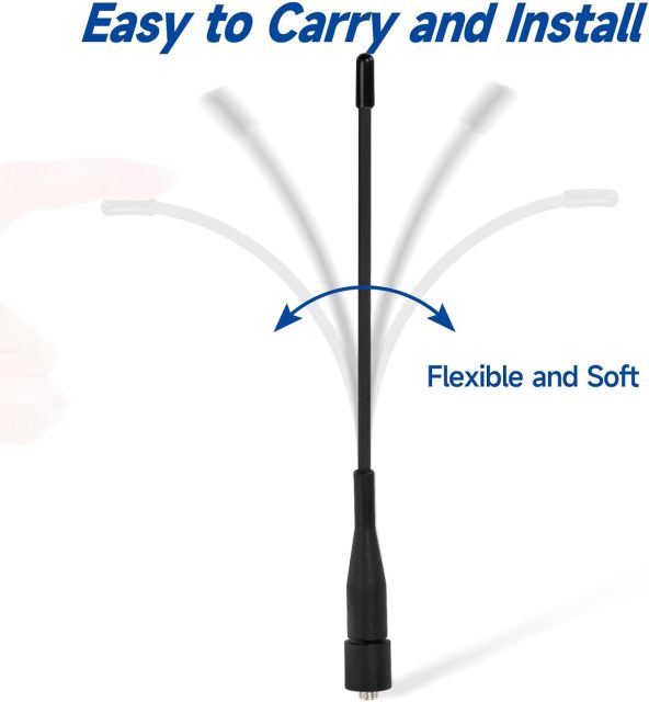 Eightwood Two Way Radio Antenna 6in, VHF/UHF Dual Band SMA Female Flexible Handheld Ham Radio Antenna 2-Pack for  Baofeng Walkie Talkie UV-5R UV-82 Yaesu FT-65