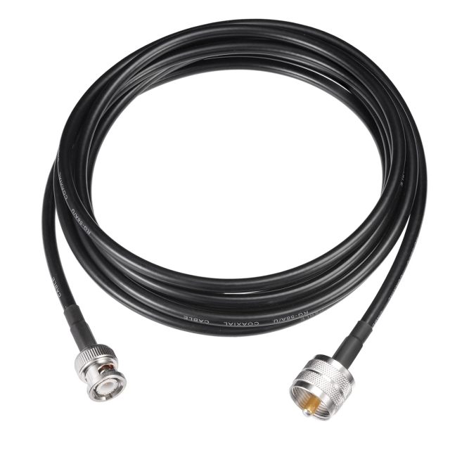 Eightwood Handheld Radio Antenna Adapter Cable UHF PL259 Male to BNC Male Coax RG58 Jumper 10 Feet for CB Radio, Ham Radio, VHF Radio, Antenna Analyzer
