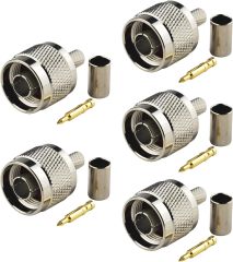 Eightwood N Male Plug Crimp RF Connector 50 ohm for LMR240 RG8X Coax Cable (5-Pack)