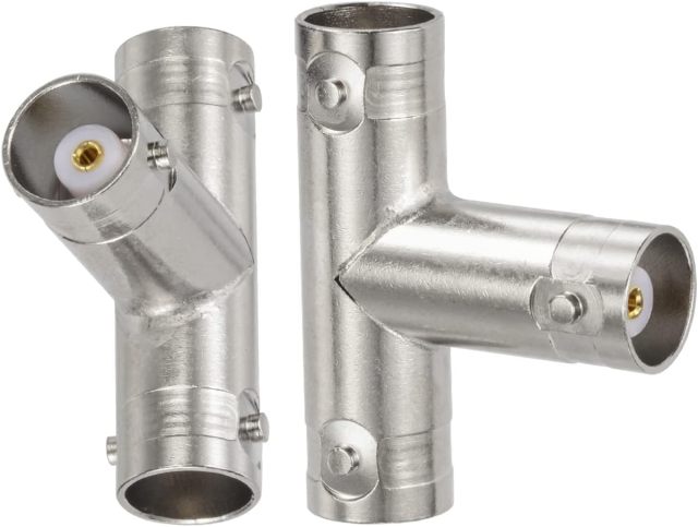 Eightwood 2pcs BNC Tee Type Adapter BNC Female to Female to Female Video Splitter Connector for CCTV DVR Camera
