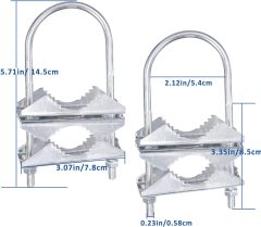 Eightwood Double Antenna Mast Clamp V Jaw Bracket with U Bolts, Mast to Mast Mounting Hardware Kit (2 Sets) for Outdoor TV Antenna, CB Ham Antenna, Yagi WiFi Antenna