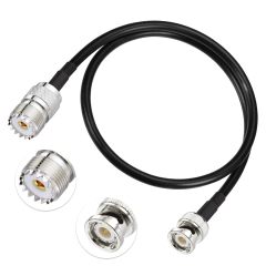 Eightwood UHF Female SO239 to BNC Male Adapter Antenna Jumper Cable RG58 1.6 Feet for Handheld CB Radio, Amateur Radio, Ham Radio, Radio Scanner