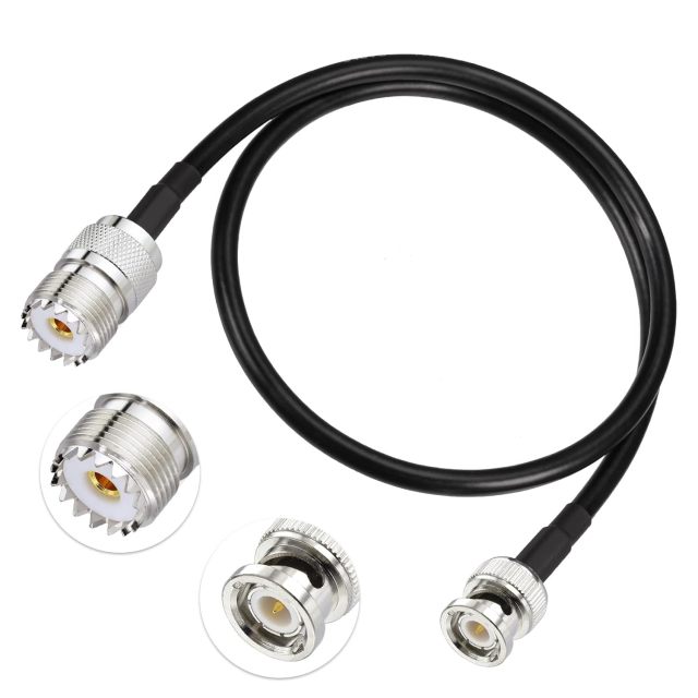 Eightwood UHF Female SO239 to BNC Male Adapter Antenna Jumper Cable RG58 1.6 Feet for Handheld CB Radio, Amateur Radio, Ham Radio, Radio Scanner