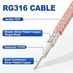 Eightwood RG316 RF Coaxial Coax Cable 50 feet