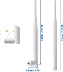 Eightwood 2.4GHz 5GHz 6dBi WiFi Antenna for Security Camera Surveillance DVR Recorder WiFi Router, RP-SMA Connector, White, 2-Pack