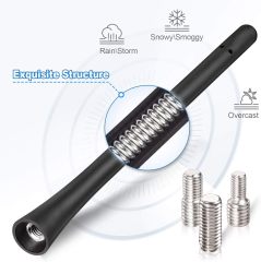 Eightwood Universal Car Radio Rubber Antenna Mast 7 inch FM AM Roof Mount Vehicle Antennae Replacement with M4 M5 M6 Screw Adapter