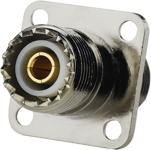 Eightwood SO239 to SO239 Chassis Mount Adapter 2-Pack, SO239 Female to Female Flange Panel Connector for PL259 UHF Antenna, CB &Amateur Radio, Ham Radio Transceiver