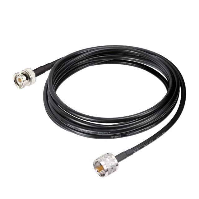Eightwood Handheld Radio Antenna Adapter Cable UHF PL259 Male to BNC Male Coax RG58 Jumper 10 Feet for CB Radio, Ham Radio, VHF Radio, Antenna Analyzer