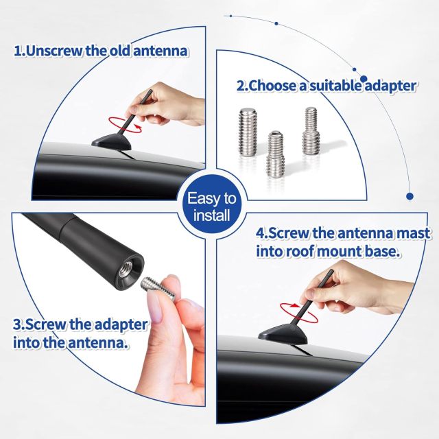 Eightwood Universal Vehicle Radio Antenna 6.9 inch, Flexible Roof Car Antenna Mast Replacement Compatible with Toyota Honda Mazda Ford Chevy
