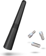 Eightwood Universal Short Car Antenna 3.6 inch, Roof Mount Vehicle AM FM Radio Antenna Mast Replacement, Flexible Rubber Antennae with M4 M5 M6 Thread Adapters