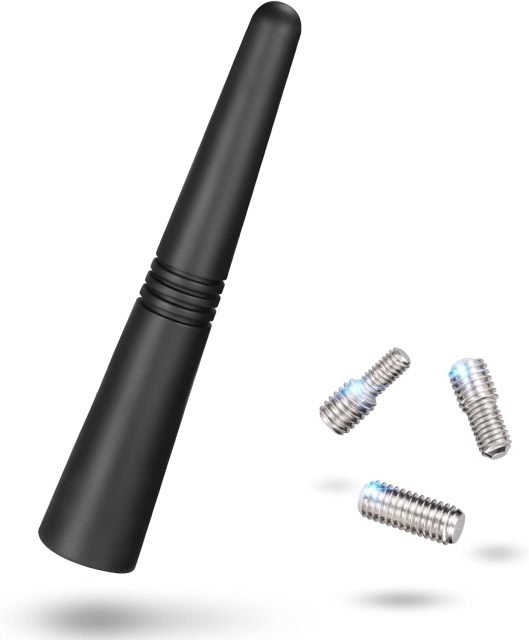 Eightwood Universal Short Car Antenna 3.6 inch, Roof Mount Vehicle AM FM Radio Antenna Mast Replacement, Flexible Rubber Antennae with M4 M5 M6 Thread Adapters