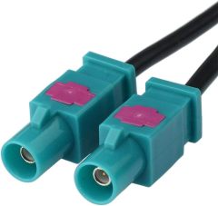 Eightwood Dual Fakra Z Plug to DIN Plug FM AM Car Radio Antenna Adapter 12V+ Active Amplifier Cable 12in Compatible with Aftermarket GPS Navigation Stereo Head Unit Receiver