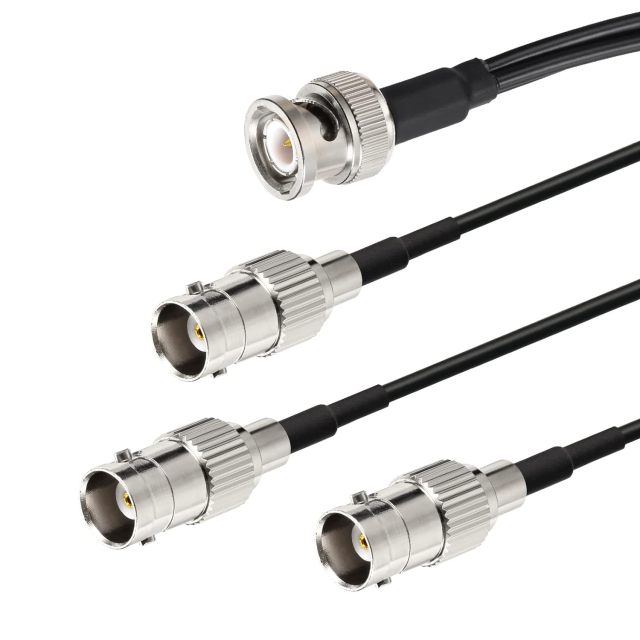 Eightwood BNC Splitter Cable 6in BNC Male to Triple BNC Female Adapter Pigtail 50 Ohm for CCTV Camera Ham Radio Antenna Scanner