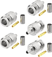 Eightwood N Female Crimp RF Connector 50 ohm for RG58 RG142 LMR195 Cable (5-Pack)