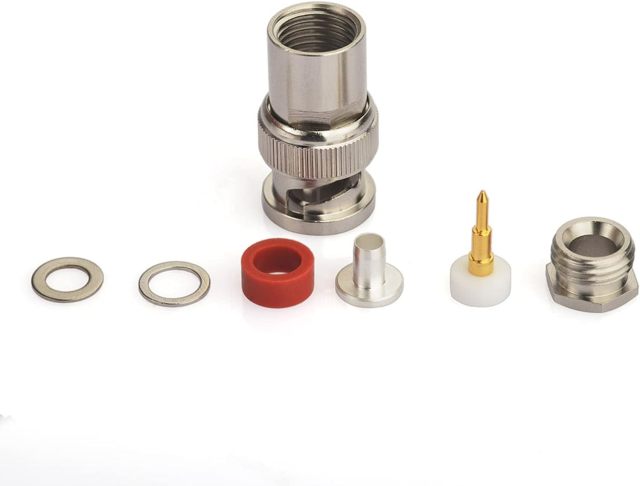 Eightwood BNC Male Plug Solder Clamp Connector 10-Pack Compatible with RG58 RG142 LMR195 Coax Cable