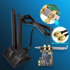 Eightwood WiFi 6E Antenna Tri-Band 2.4GHz 5GHz 6GHz RP-SMA WiFi Antennae Magnetic Base for Desktop PC Computer PCI-E WiFi 6E Bluetooth Card USB WiFi Adapter Wireless Router