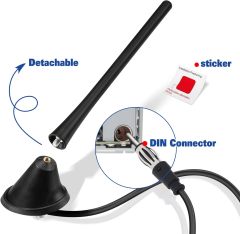 Eightwood Car Stereo AM FM Radio Antenna, Universal Roof Mount Antenna Replacement with Mount Base 16ft Extension Cable for Vehicle Car Truck Stereo Receiver Head Unit FM HD Radio