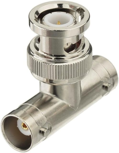 Eightwood BNC Tee Adapter 2-Pack, BNC Male to Dual BNC Female Connector 3 Way Video Splitter for CCTV Security Cameras