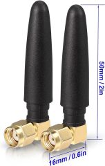 Eightwood Compact WiFi Antenna 2.4GHz 5GHz Dual Band RP-SMA Bluetooth Antennae Right Angle (2-Pack) for PC Computer Network Card Wireless Router Security Camera