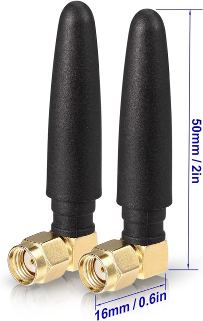 Eightwood Compact WiFi Antenna 2.4GHz 5GHz Dual Band RP-SMA Bluetooth Antennae Right Angle (2-Pack) for PC Computer Network Card Wireless Router Security Camera
