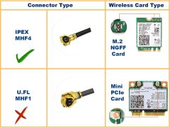 Eightwood Dual Band Small WiFi Antenna 2.4GHz 5GHz RP-SMA Male Antenna with MHF4 IPEX to RP-SMA Female Cable 9.8in (4-Pack) for M.2 NGFF Network Card PC Desktop Computer