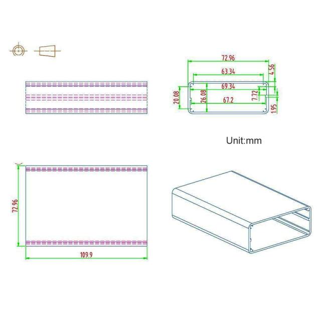 Eightwood Aluminum Box Electronic Amplifier Project Enclosure PCB Circuit Board DIY Case, 4.32 x 2.82 x 1.13 inch (LWH)