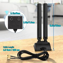 Eightwood WiFi 6E Antenna Tri-Band 2.4GHz 5GHz 6GHz RP-SMA WiFi Antennae Magnetic Base for Desktop PC Computer PCI-E WiFi 6E Bluetooth Card USB WiFi Adapter Wireless Router