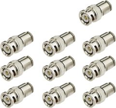 Eightwood BNC Male Plug Solder Clamp Connector 10-Pack Compatible with RG58 RG142 LMR195 Coax Cable