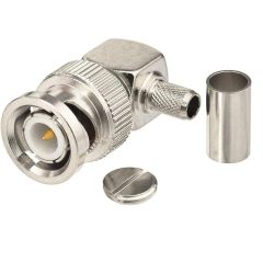 Eightwood 2pcs BNC Male Right Angle Crimp Connector for RG58 LMR195 RG142 Coax Cable