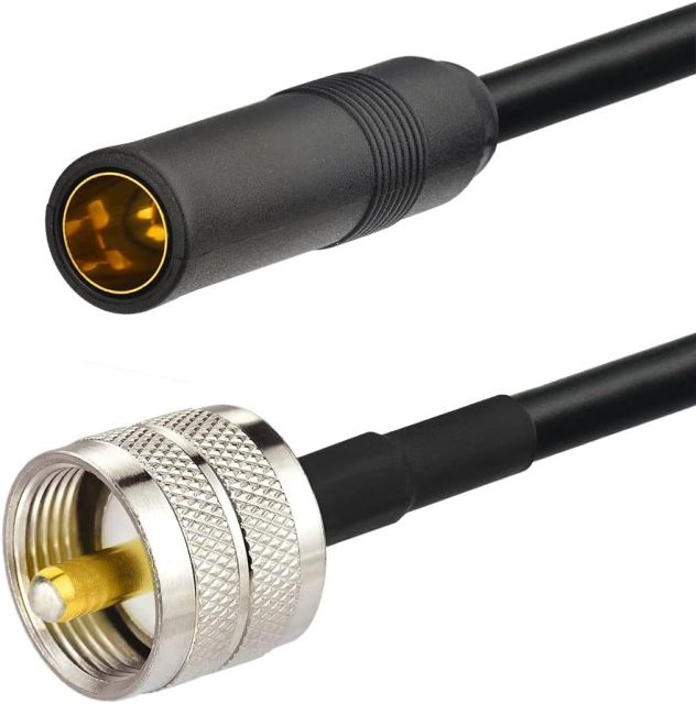 Eightwood PL259 to AM/FM Adapter Kit (2-Pack), PL259 UHF Male to DIN Plug Male/Female RG58 Coax Cable 12” for CB Radio Receiver Scanner Antenna