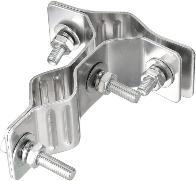 Eightwood T-Shape Double Hole Antenna Mast Clamp Pole Mounting Bracket Hardware Kit for Outdoor WiFi Antenna Holder Marine GPS Antenna