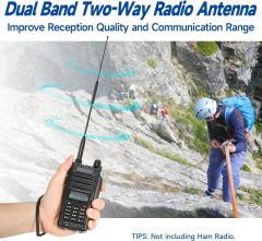 Eightwood SMA Female Whip Antenna Dual Band VHF UHF 144/430Mhz Flexible Antenna 14in 2-Pack for Baofeng Radios UV-5R UV-82 BF-F8HP