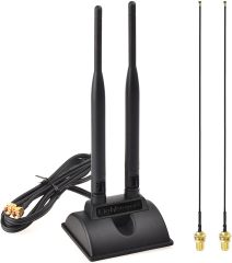 Eightwood 2.4GHz 5GHz Dual Band RP-SMA Male WiFi Antenna + IPEX MHF4 to RP-SMA Female Cable 9.8 inch 2-Pack for M.2 NGFF Network Card PC Desktop Computer