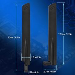 Eightwood WiFi 6 6E Antenna Tri-Band 2.4GHz 5GHz 6GHz + 20cm/7.8in U.FL IPX IPEX to PR-SMA Cable + Computer Slot Bracket for Mini PCI-E WiFi Network Card PC Desktop Computer