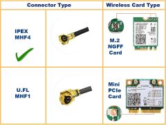 Eightwood 2.4GHz 5GHz Dual Band RP-SMA Male WiFi Antenna + IPEX MHF4 to RP-SMA Female Cable 9.8 inch 2-Pack for M.2 NGFF Network Card PC Desktop Computer
