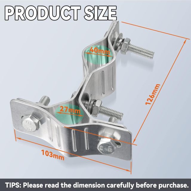 Eightwood T-Shape Double Hole Antenna Mast Clamp Pole Mounting Bracket Hardware Kit for Outdoor WiFi Antenna Holder Marine GPS Antenna